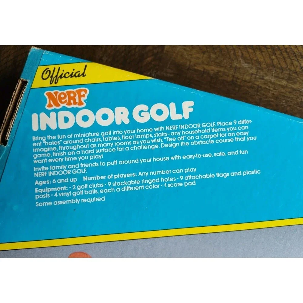 Vintage NERF Indoor Golf Parker Brothers Kids Game Complete Toy with Box 1987